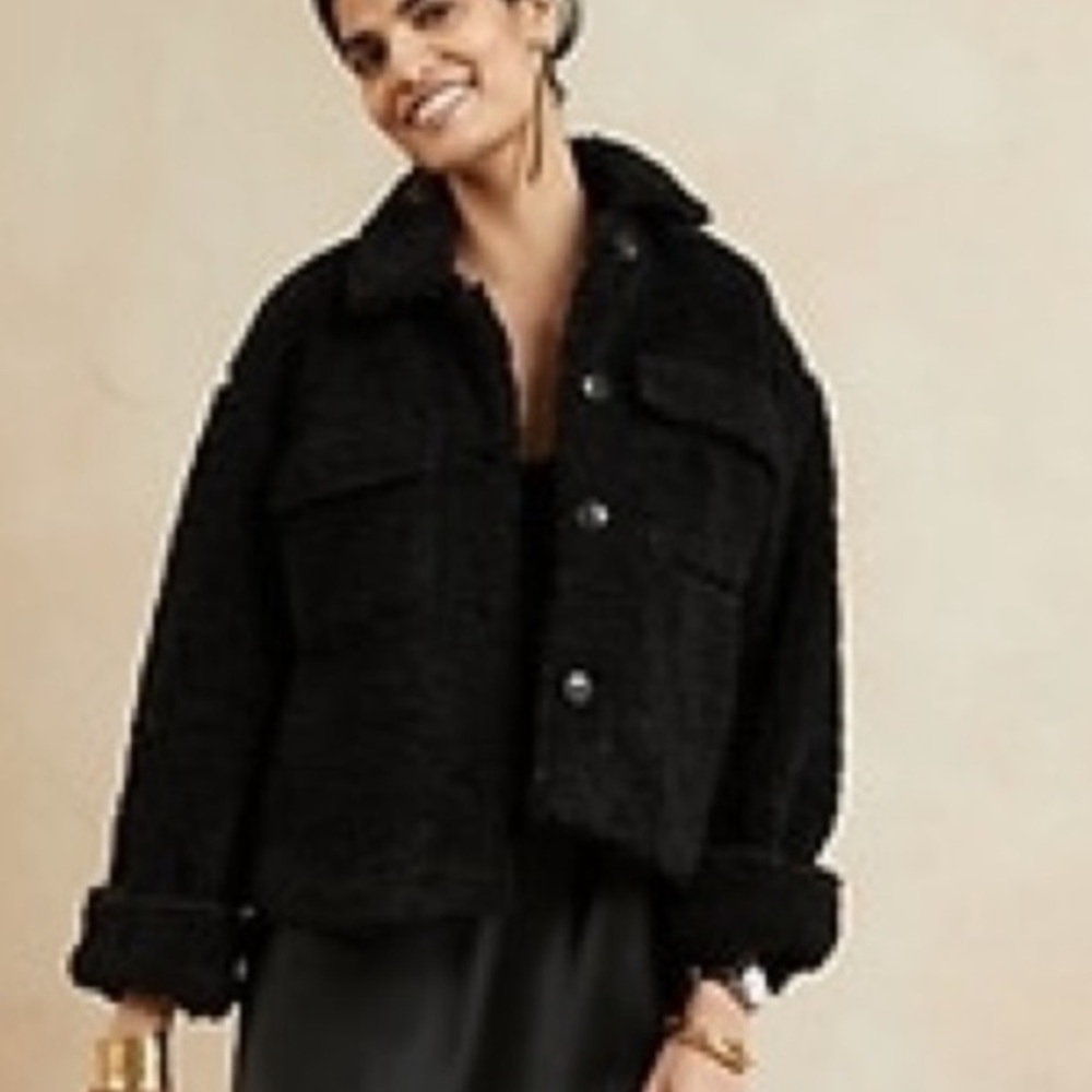 Banana Republic Cropped Sherpa Trucker Jacket Coat